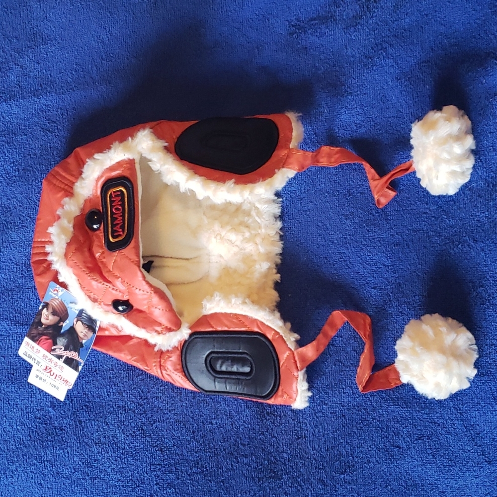 Kid Winter Red Aviator Hat w Fleece
